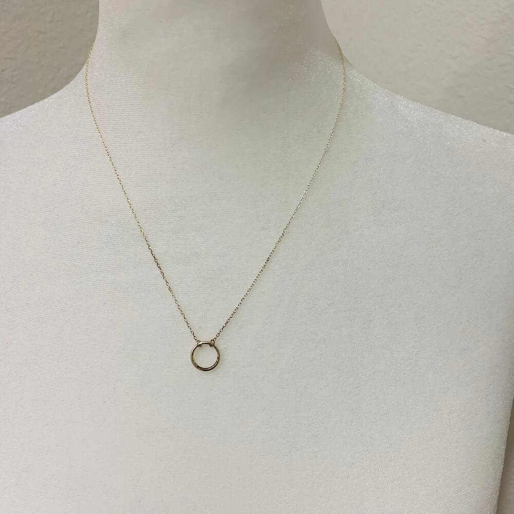 Silver Ring Circle Necklace Dainty 18"
